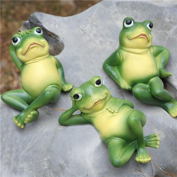 Accents Frog Figurine Garden Decor Set Of 3 Funny Lazy Frog Garden